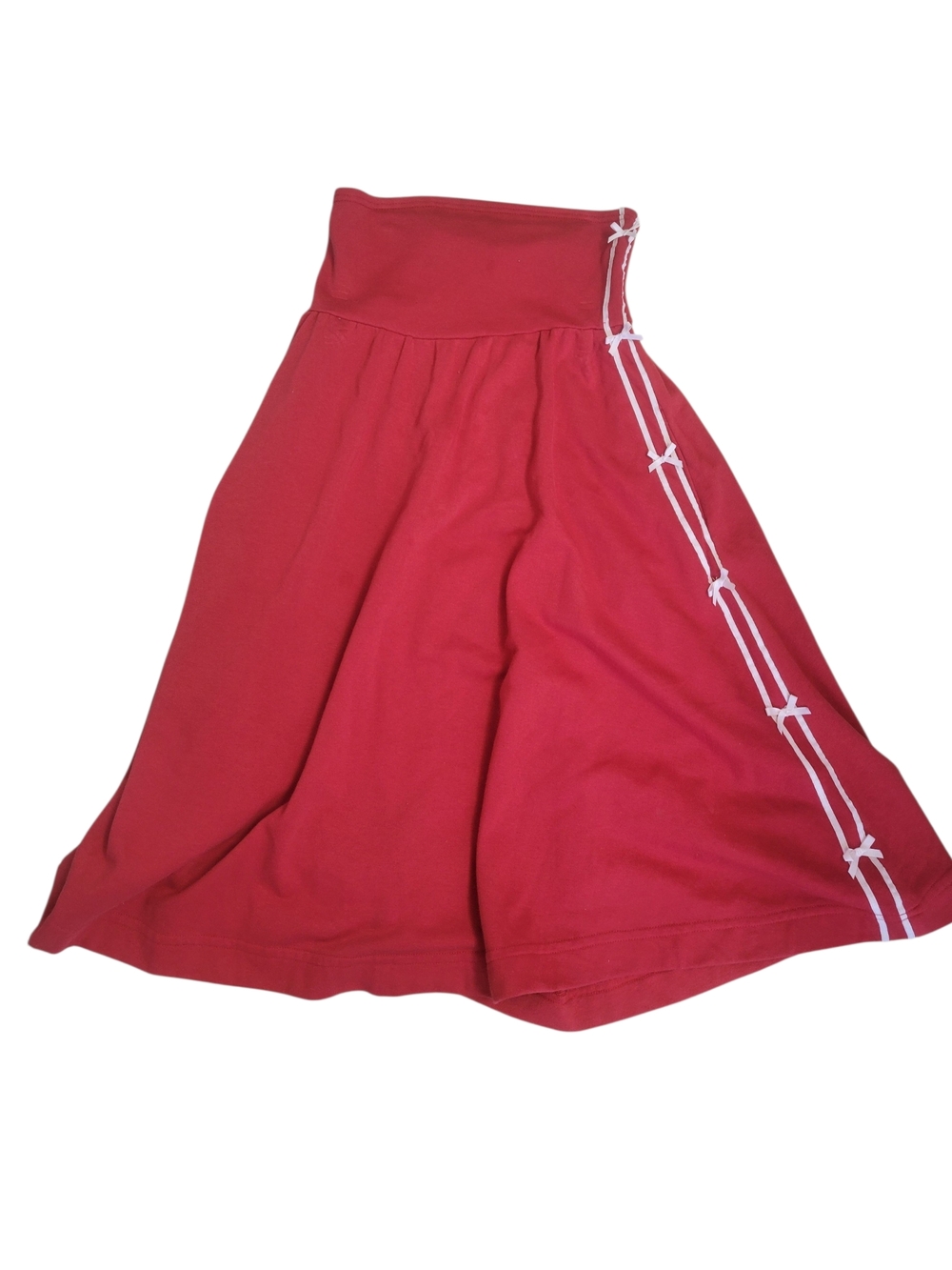 Women's Red A-Line Skirt with Side Braid Detail